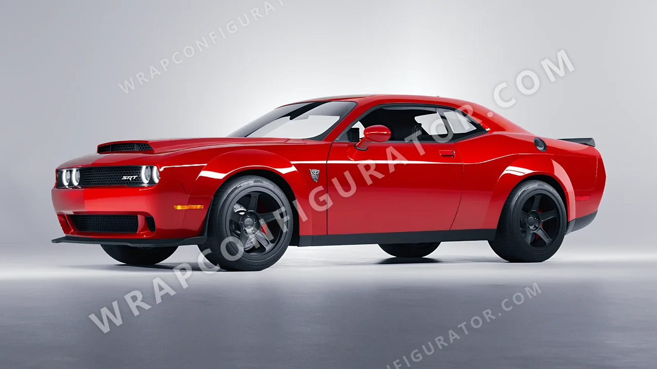 Red Dodge Challenger SRT 2023 wrapped in ORACAL Red 970RA-031G