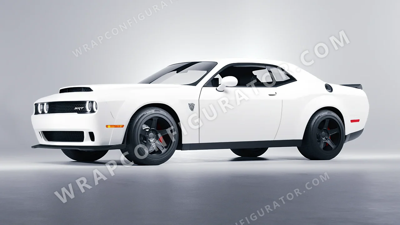 White Dodge Challenger SRT 2023 wrapped in Avery Dennison White SW900-102-O