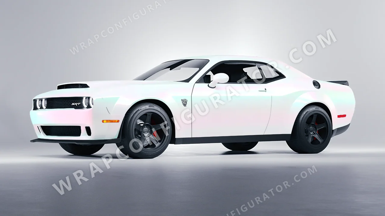 White Dodge Challenger SRT 2023 wrapped in Colourshield PPF by HyperPro Aurora White SF006M-P