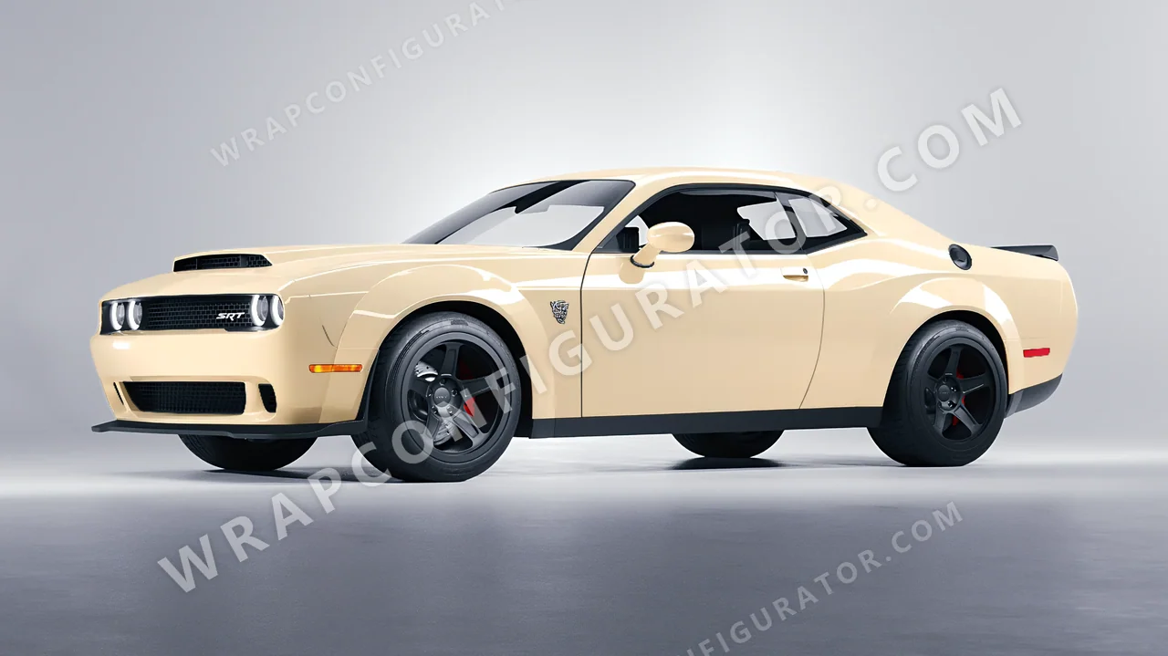 White Dodge Challenger SRT 2023 wrapped in Colourshield PPF by HyperPro Cream White HGF52-P