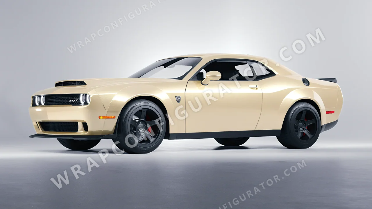 White Dodge Challenger SRT 2023 wrapped in Colourshield PPF by HyperPro Gold White GAF48-P