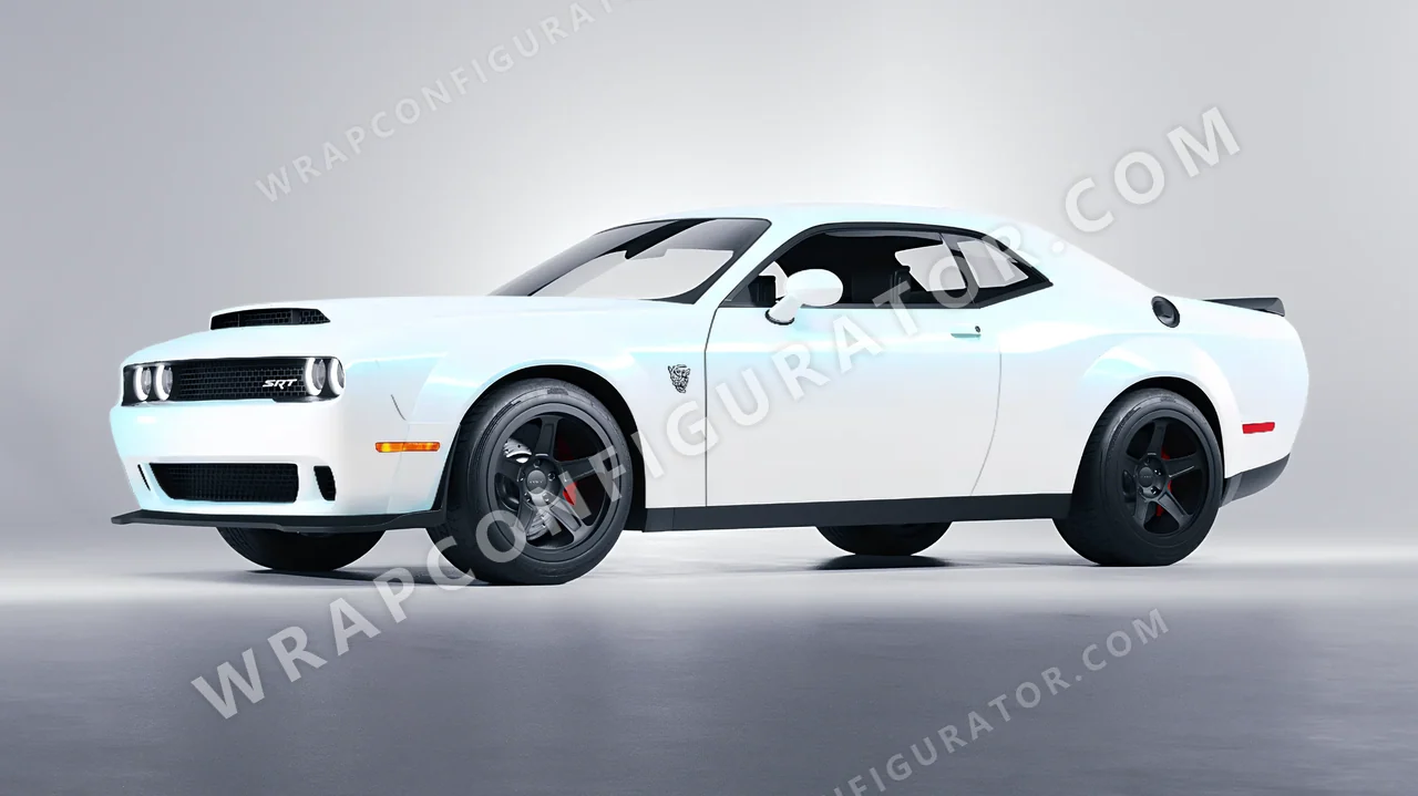 White Dodge Challenger SRT 2023 wrapped in Colourshield PPF by HyperPro White/Blue SF007G-P