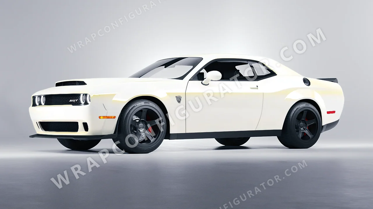White Dodge Challenger SRT 2023 wrapped in Colourshield PPF by HyperPro White/Gold CWF07-P
