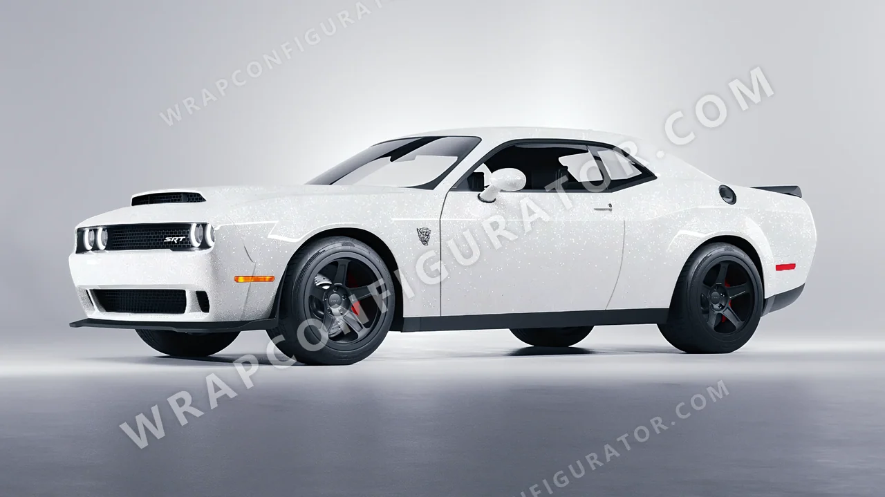 White Dodge Challenger SRT 2023 wrapped in Colourshield PPF by HyperPro White MDF02-P