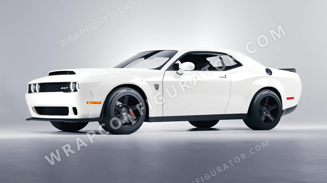 White Dodge Challenger SRT 2023 wrapped in Inozetek Dynamic PPF Champion White DPPF920