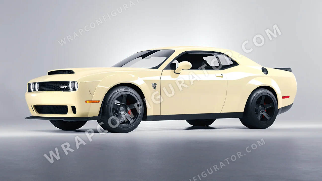 White Dodge Challenger SRT 2023 wrapped in Inozetek Dynamic PPF Championship White DPPF702