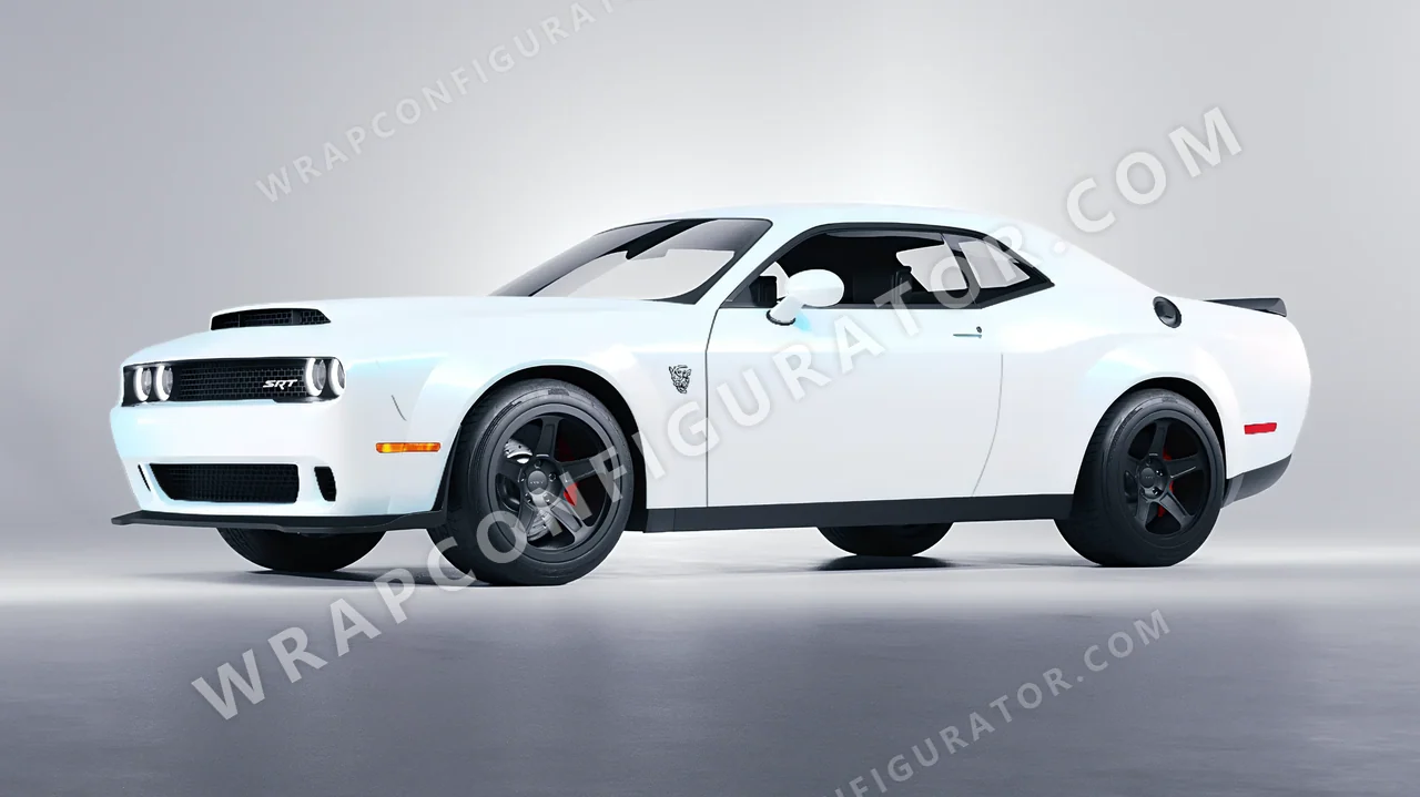 White Dodge Challenger SRT 2023 wrapped in KPMF Matt Pacific Blue White Starlight K75576