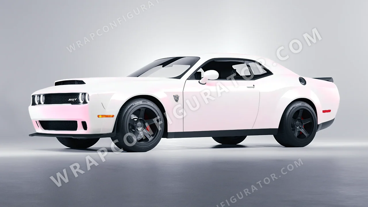 White Dodge Challenger SRT 2023 wrapped in KPMF Matt Pink White Starlight K75574