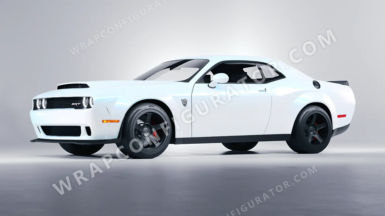 White Dodge Challenger SRT 2023 wrapped in KPMF Pacific Blue White Starlight K75476