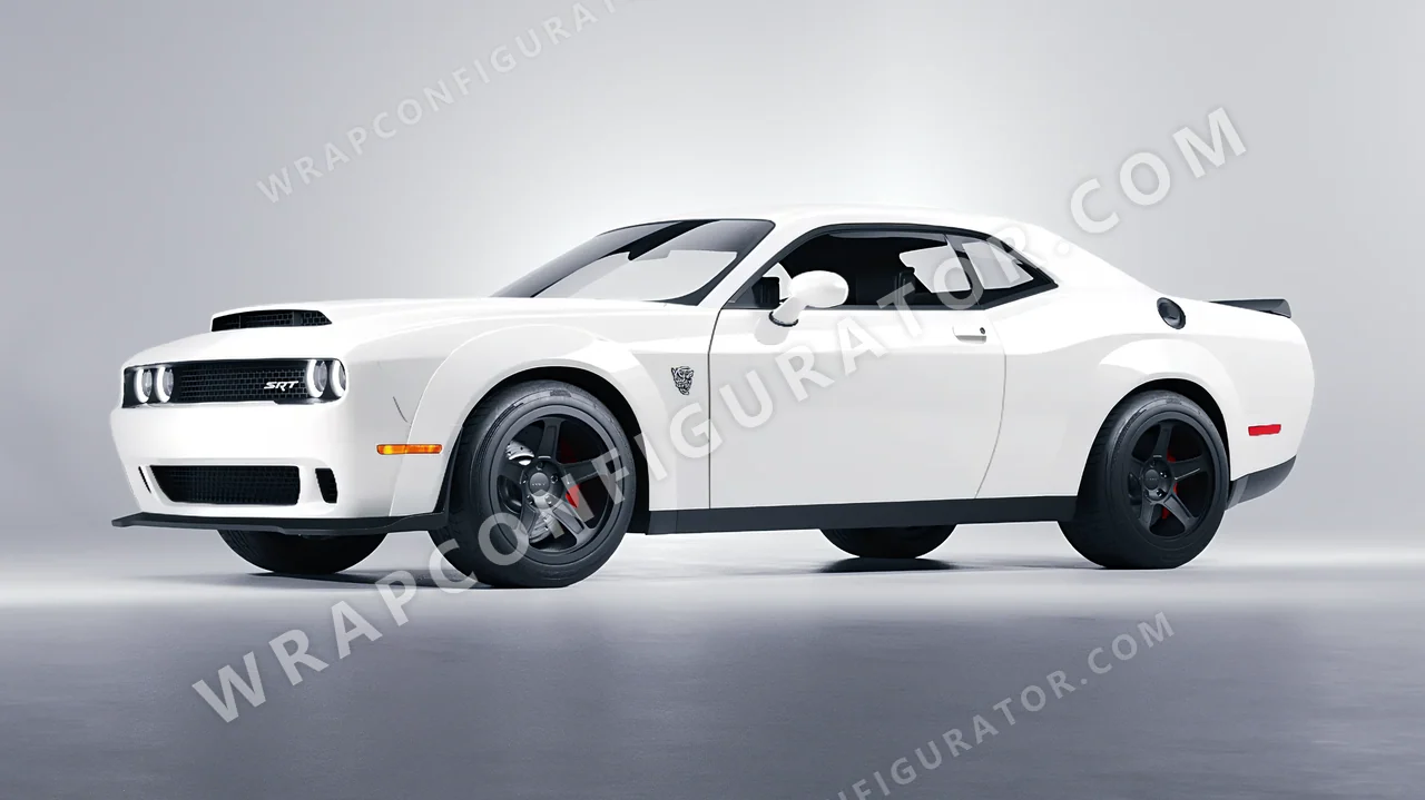 White Dodge Challenger SRT 2023 wrapped in ORACAL White 970RA-010G