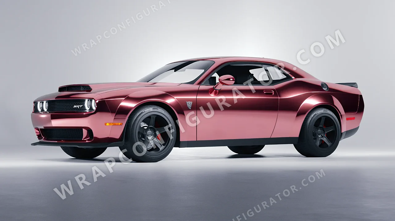 Yellow Dodge Challenger SRT 2023 wrapped in Avery Dennison Rose Gold SF100-211-S