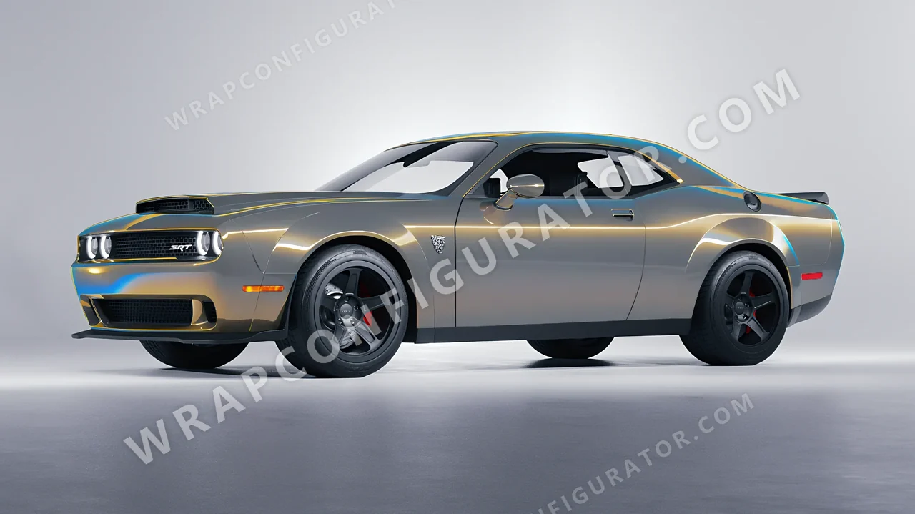 Yellow Dodge Challenger SRT 2023 wrapped in Colourshield PPF by HyperPro Blue/Gold CGM17-P