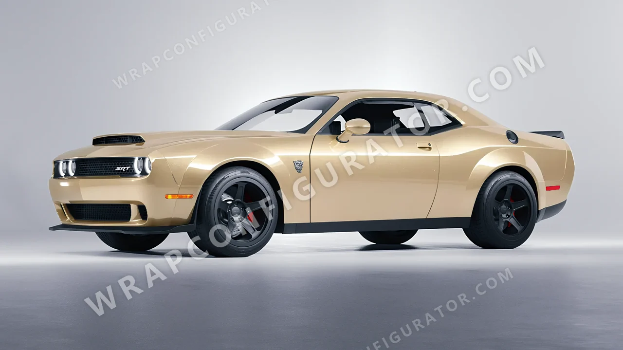 Yellow Dodge Challenger SRT 2023 wrapped in Colourshield PPF by HyperPro Champagne Gold HGM52-P