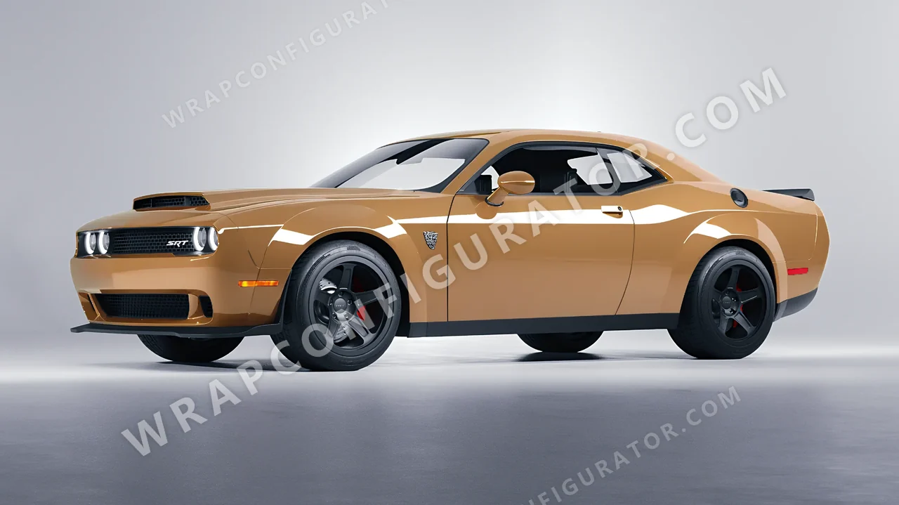 Yellow Dodge Challenger SRT 2023 wrapped in Colourshield PPF by HyperPro Desert Yellow HGF46-P