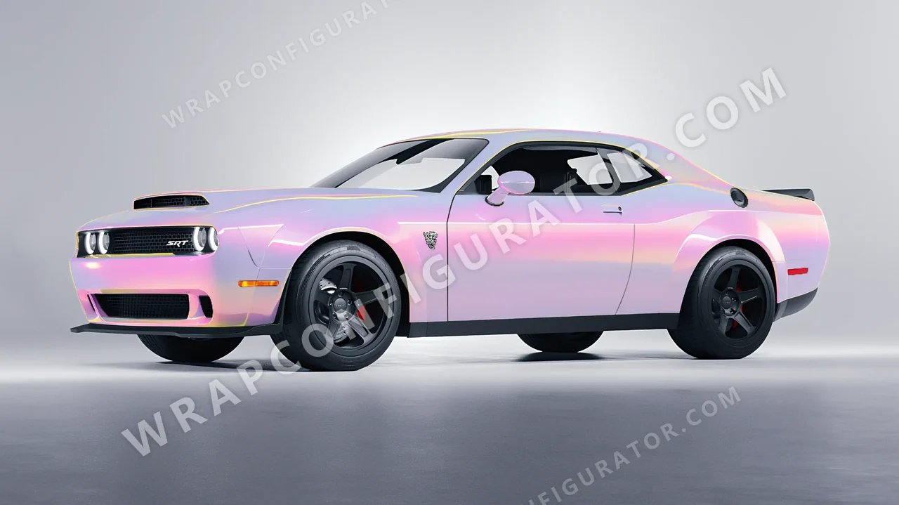 Yellow Dodge Challenger SRT 2023 wrapped in Colourshield PPF by HyperPro Purple/Pink/Gold CGM20-P