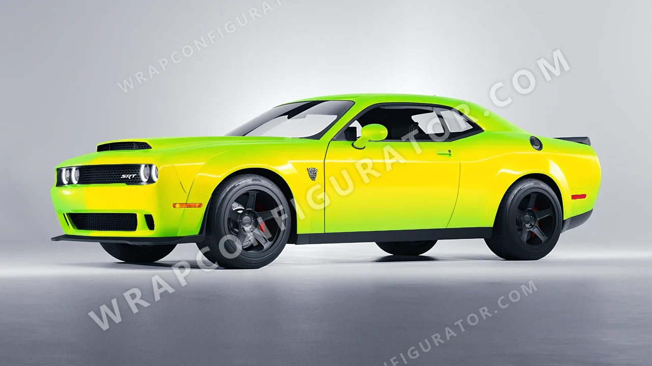 Yellow Dodge Challenger SRT 2023 wrapped in Colourshield PPF by HyperPro Yellow GSF01-P