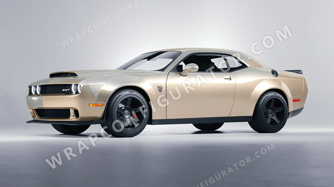 Yellow Dodge Challenger SRT 2023 wrapped in Inozetek Dynamic PPF Silica Brass DPPF906