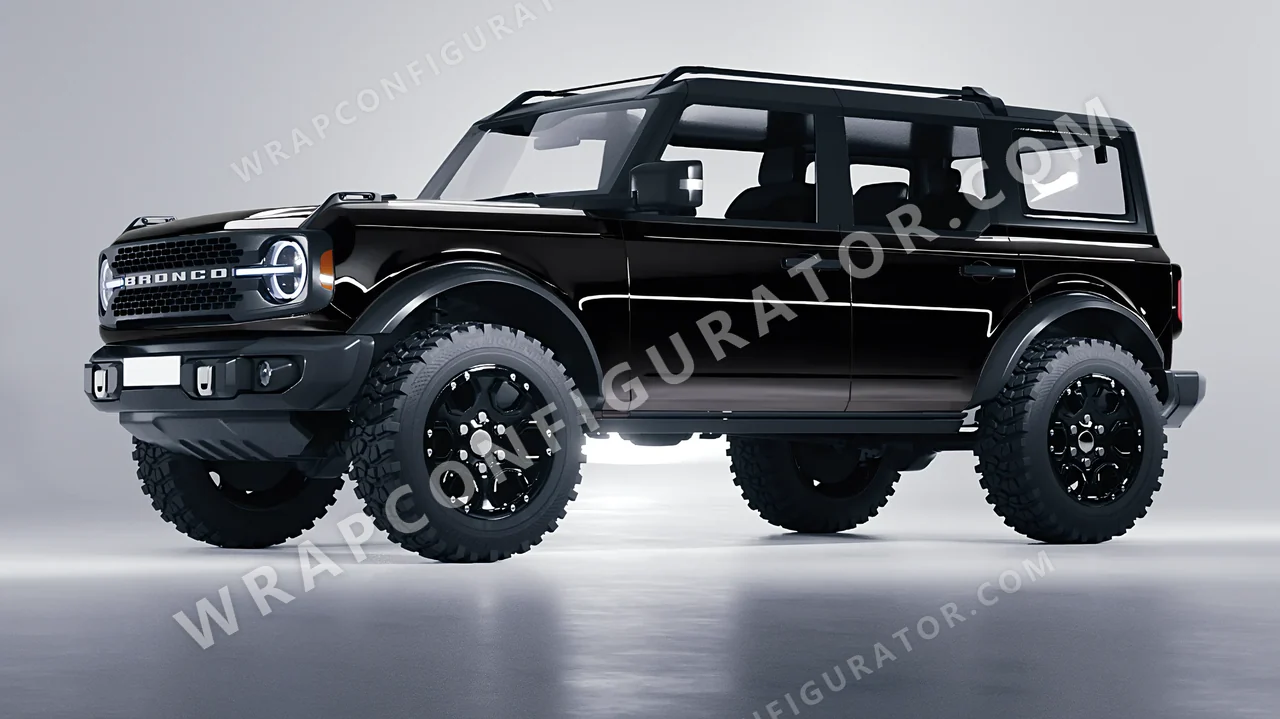 Black Ford Bronco 2024 wrapped in 3M Black HG12