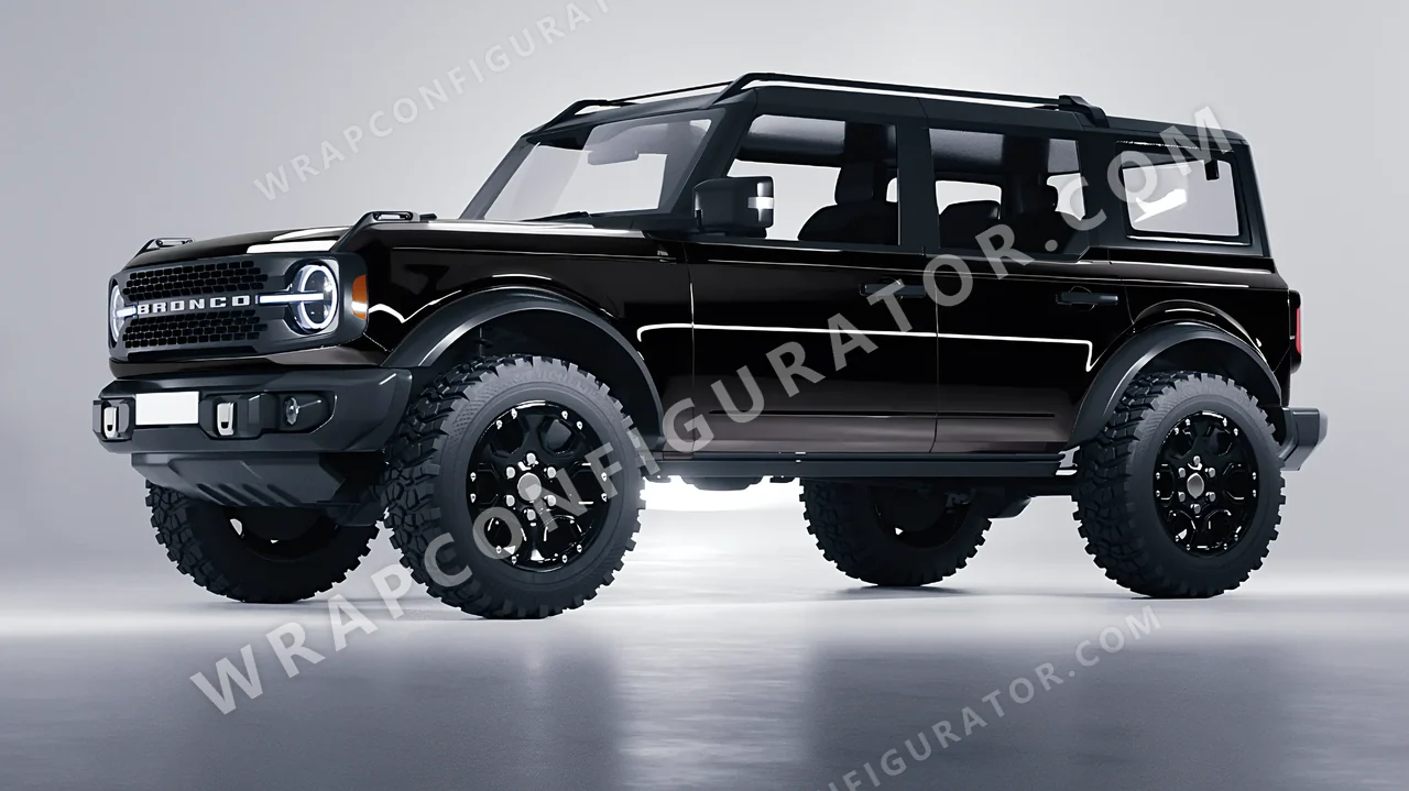 Black Ford Bronco 2024 wrapped in 3M Black HG212