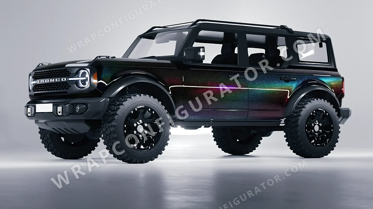 Black Ford Bronco 2024 wrapped in 3M Black Psychedelic HGP221