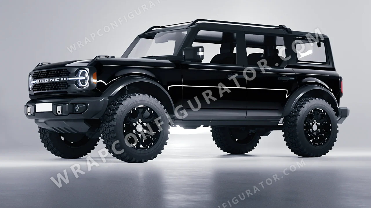 Black Ford Bronco 2024 wrapped in 3M Gloss Black G12