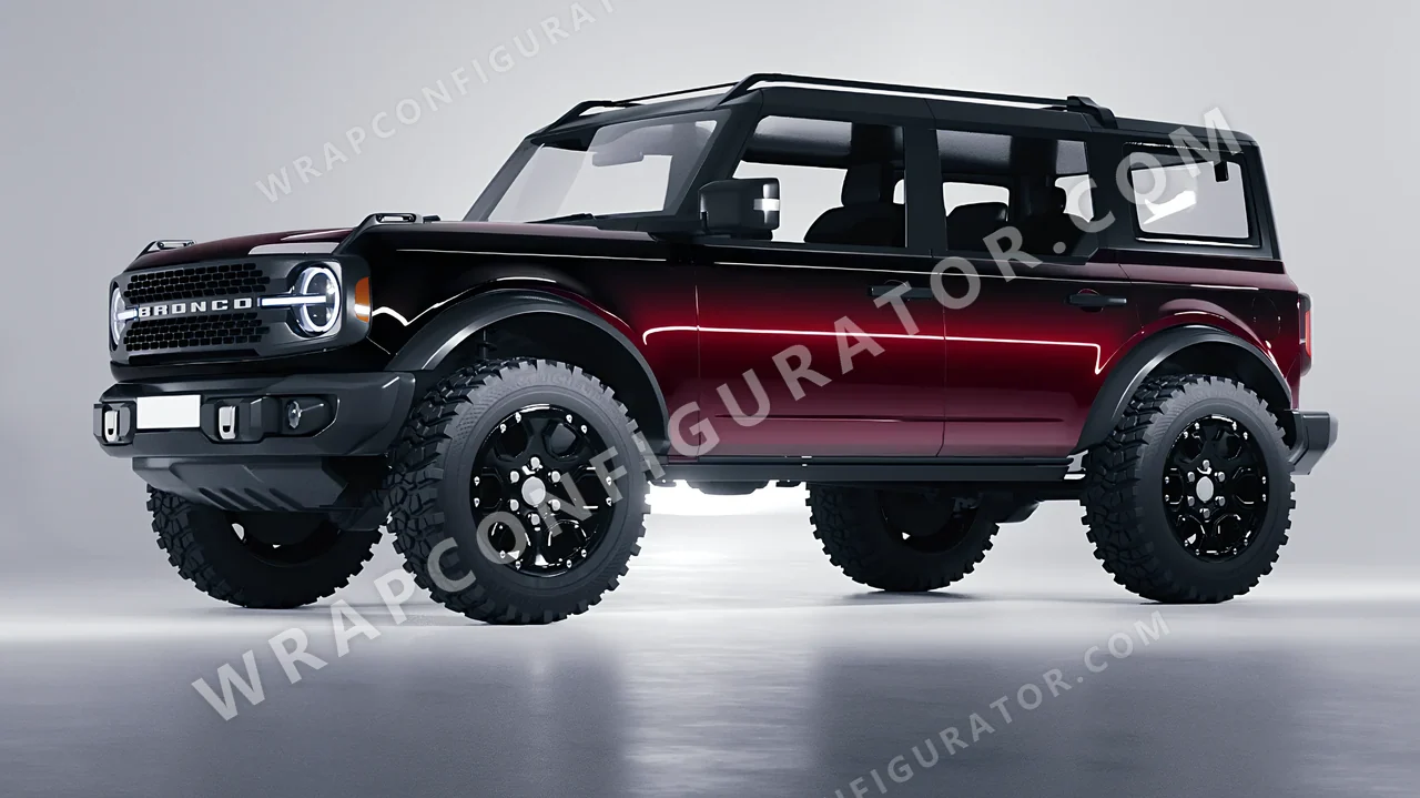Black Ford Bronco 2024 wrapped in 3M Gloss Black Rose GP99
