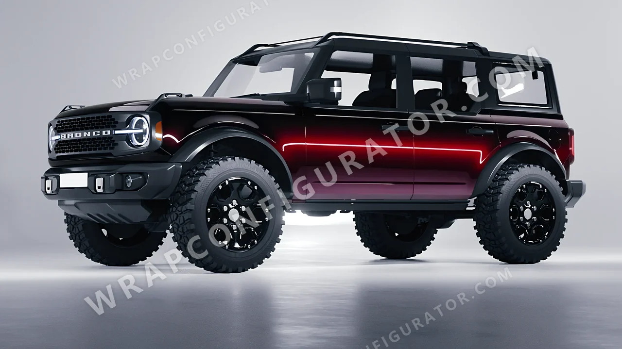 Black Ford Bronco 2024 wrapped in 3M Gloss Ember Black GP282