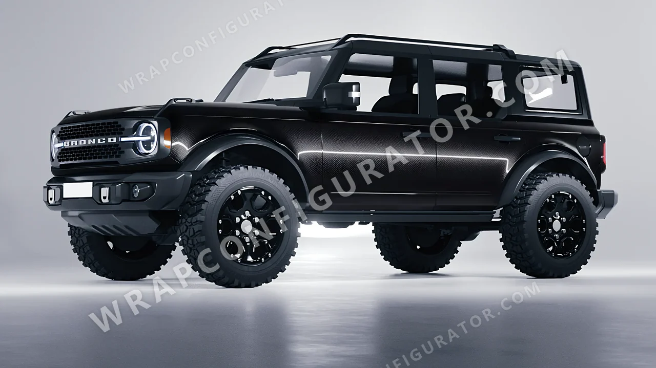 Black Ford Bronco 2024 wrapped in 3M Matrix Black MX12
