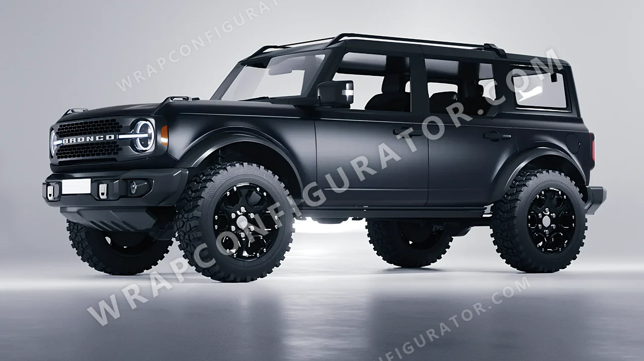 Black Ford Bronco 2024 wrapped in 3M Matte Black Metallic M212