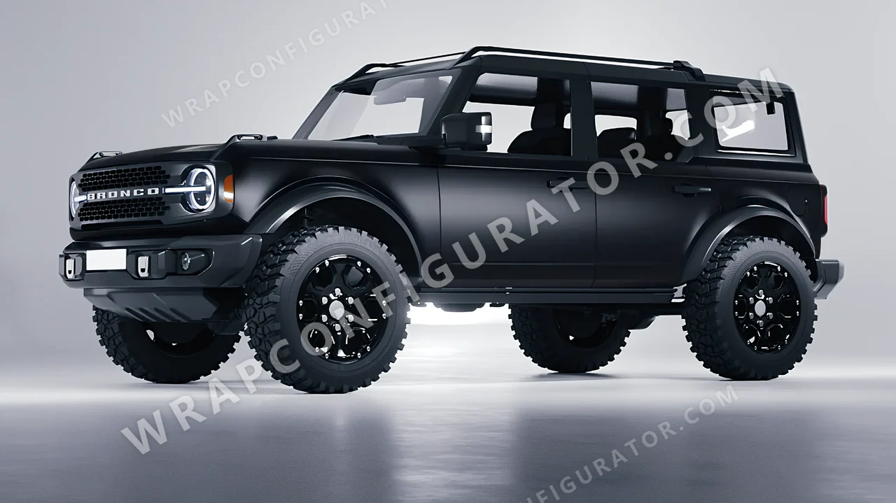 Black Ford Bronco 2024 wrapped in 3M Matte Deep Black M22