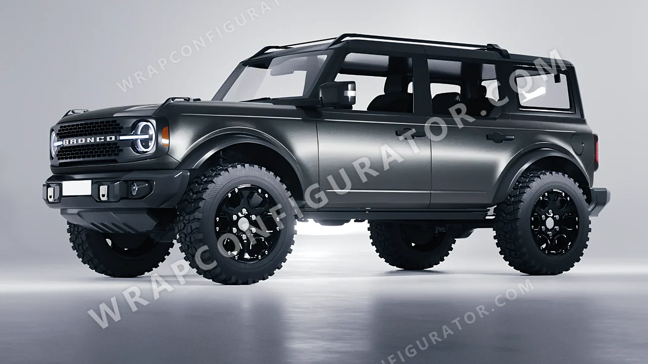 Black Ford Bronco 2024 wrapped in Avery Dennison Black Rock Grey SW900-823-M