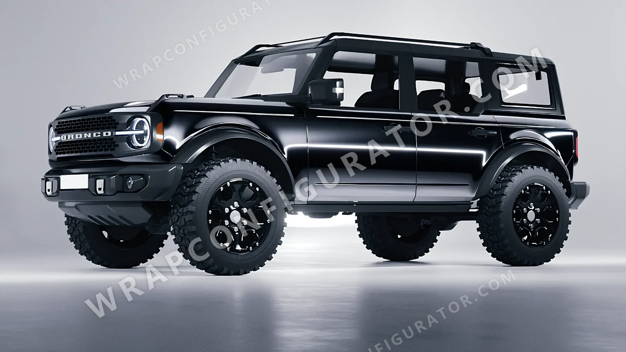 Black Ford Bronco 2024 wrapped in Avery Dennison Black SF100-196-S