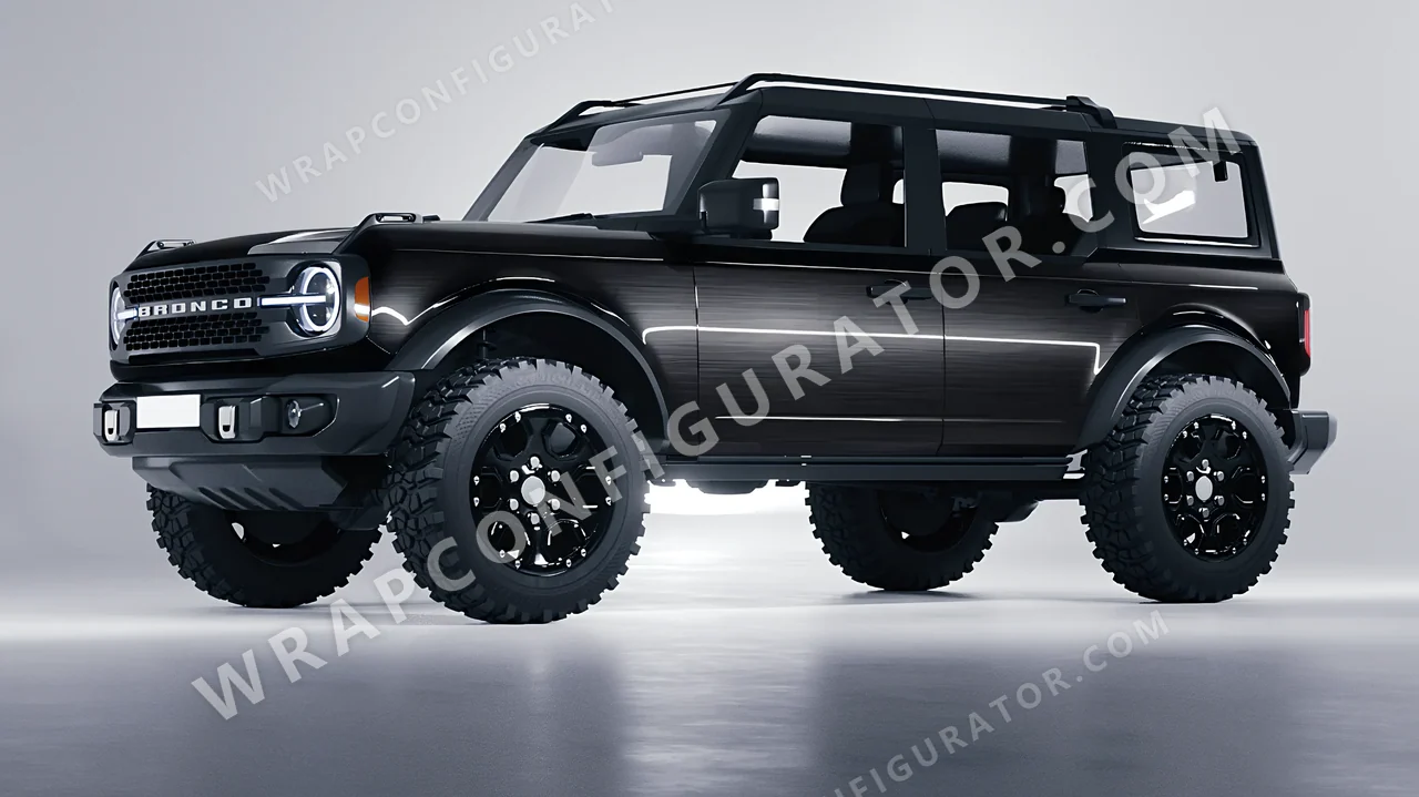 Black Ford Bronco 2024 wrapped in Avery Dennison Brushed Black SW900-193-X