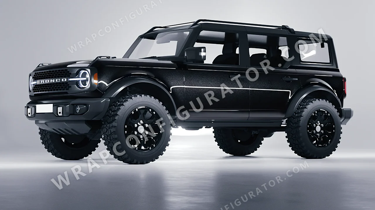 Black Ford Bronco 2024 wrapped in Avery Dennison Mystery Black SW900-184-M