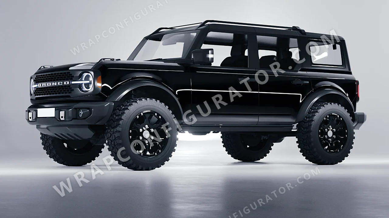 Black Ford Bronco 2024 wrapped in Avery Dennison Obsidian Black SW900-191-O