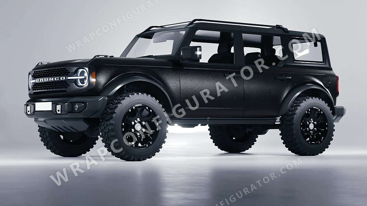 Black Ford Bronco 2024 wrapped in Avery Dennison Rugged Onyx Black SW900-182-X