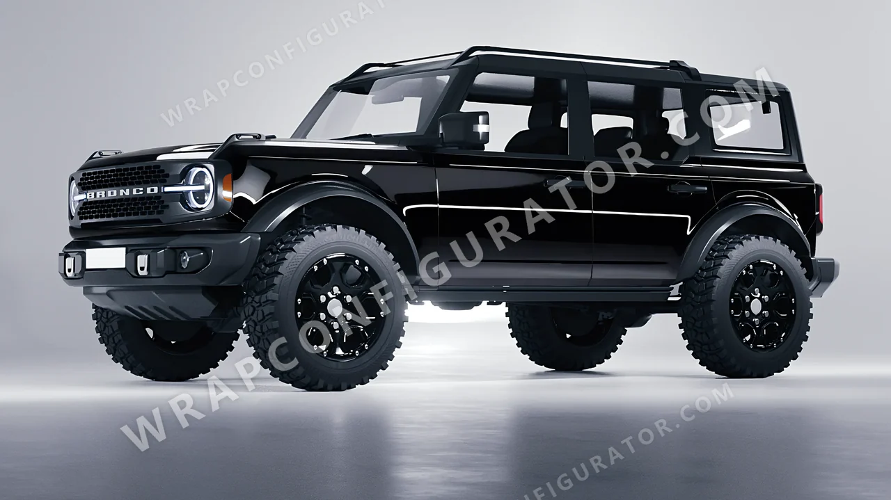 Black Ford Bronco 2024 wrapped in KPMF Black K88021