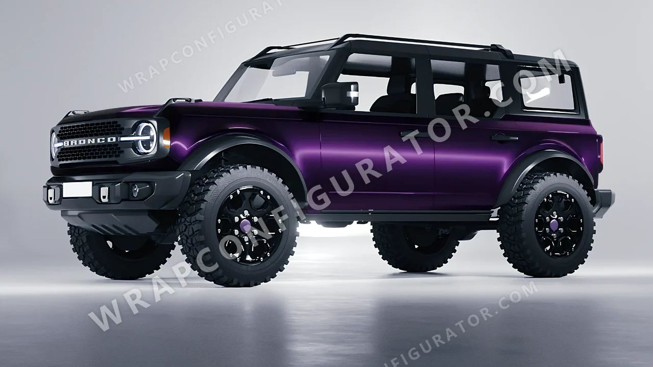 Black Ford Bronco 2024 wrapped in KPMF Frozen Midnight Purple K75570