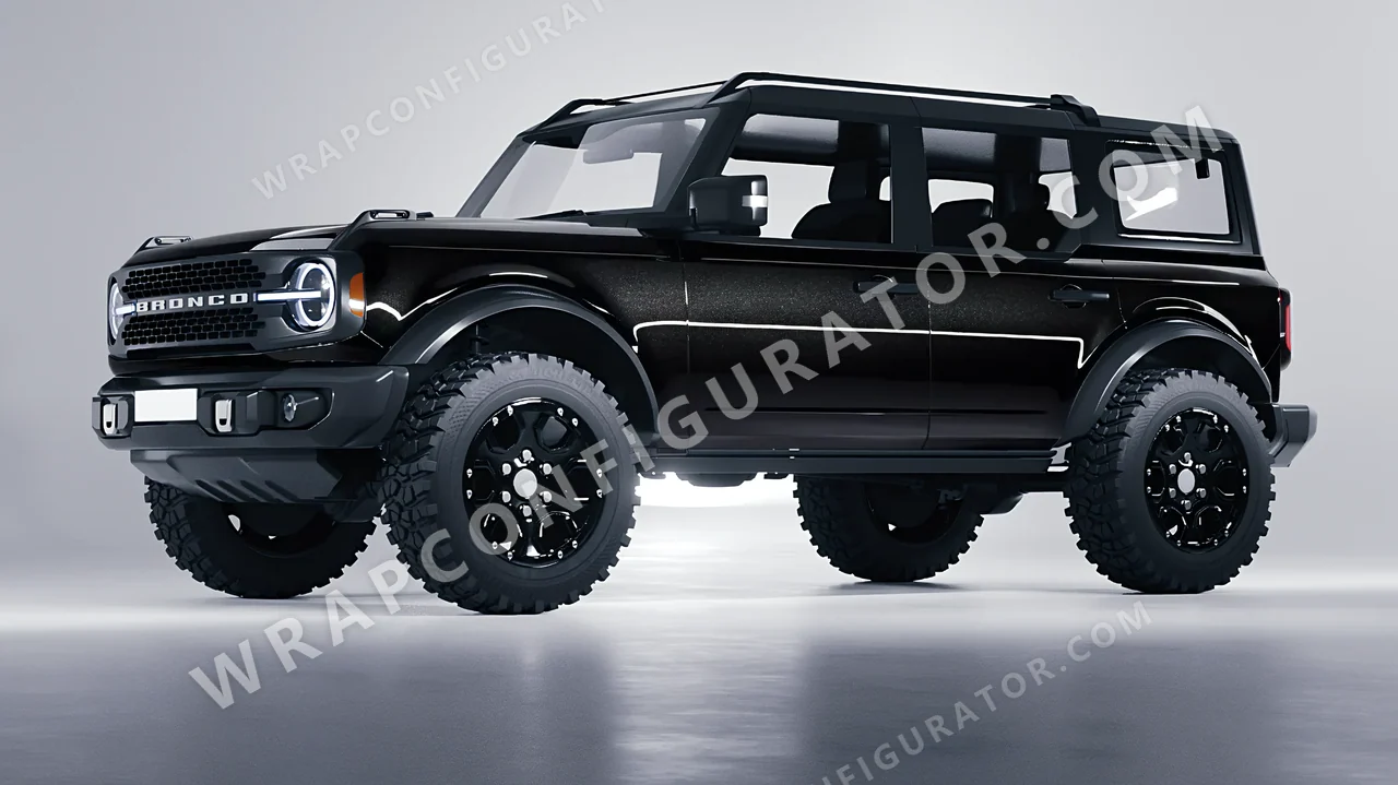 Black Ford Bronco 2024 wrapped in KPMF Magnetic Black K75440