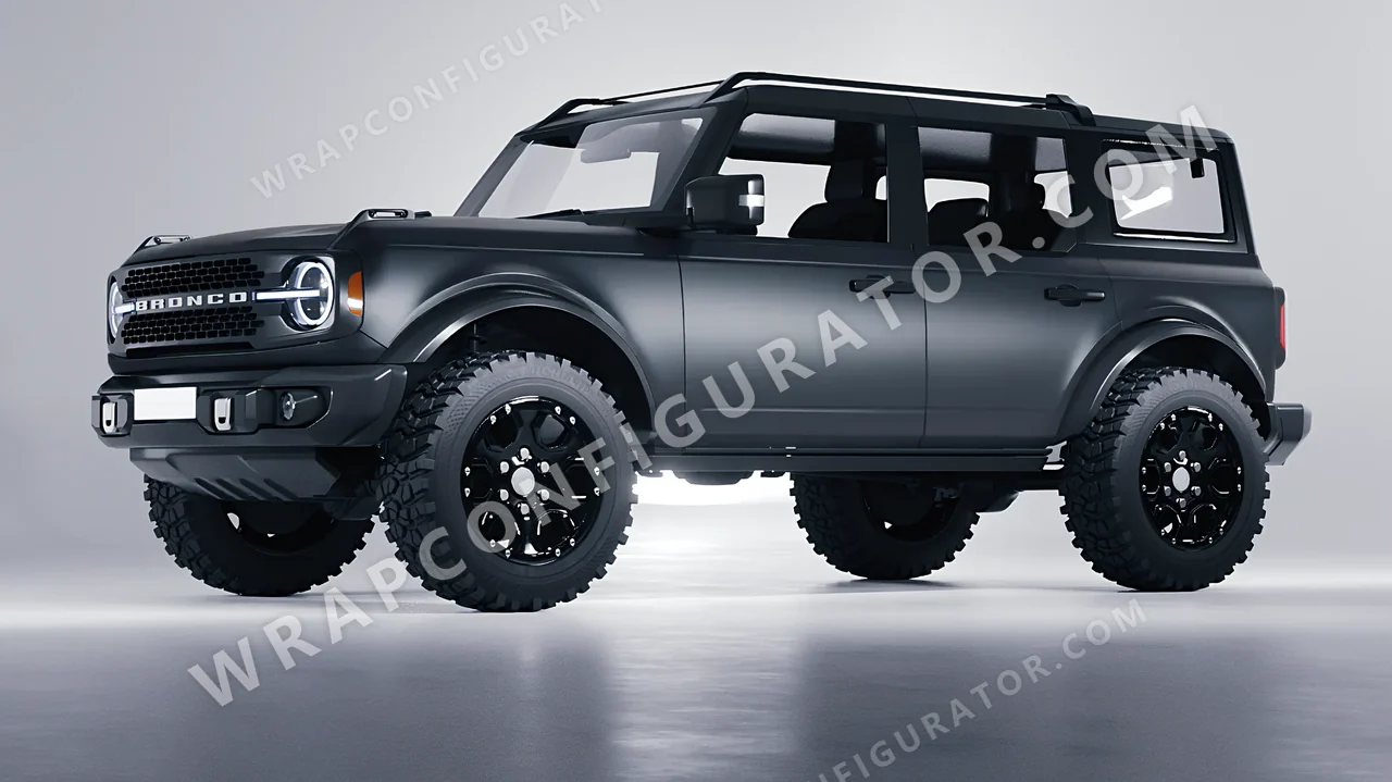 Black Ford Bronco 2024 wrapped in KPMF Matt Magnetic Black K75551