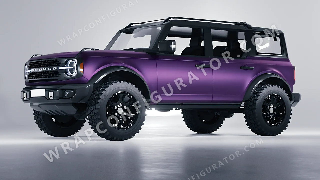 Black Ford Bronco 2024 wrapped in KPMF Matt Purple Black Iridescent K75565