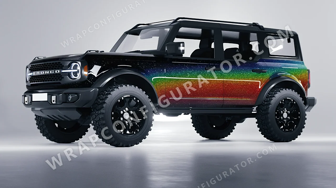 Black Ford Bronco 2024 wrapped in KPMF Morpheus Black Starlight K75470