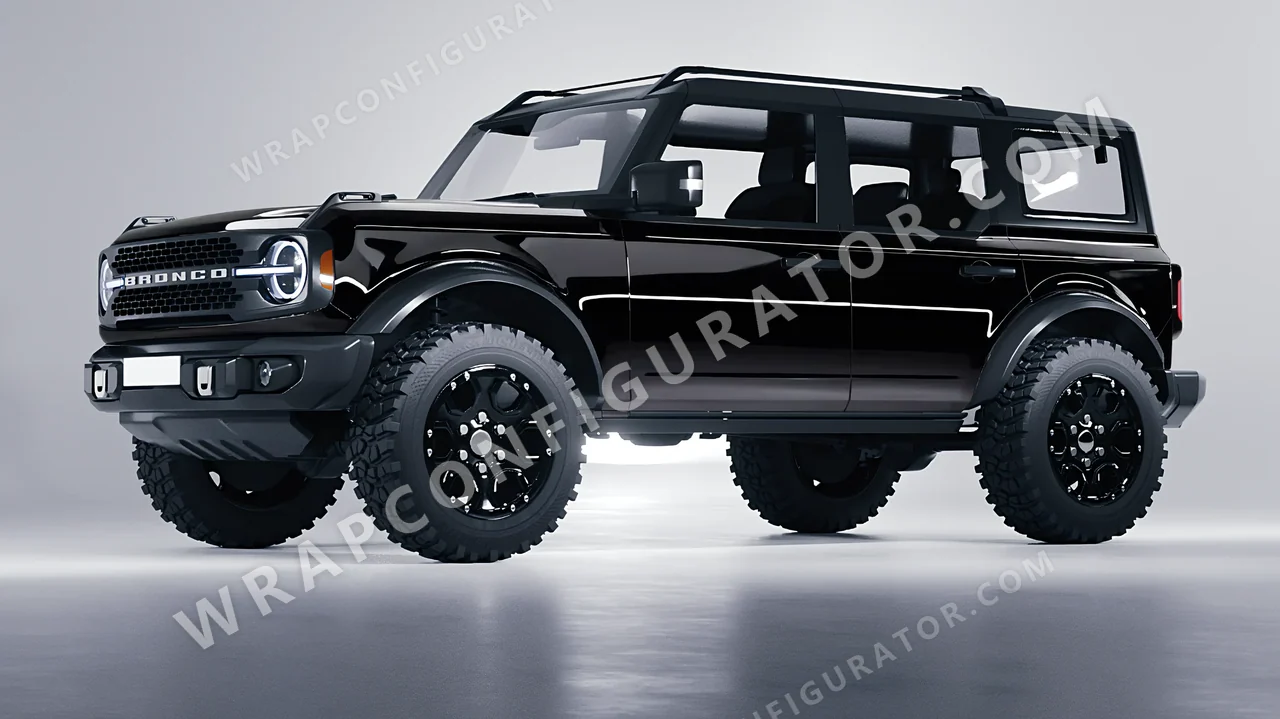 Black Ford Bronco 2024 wrapped in KPMF Perfect Black K75443