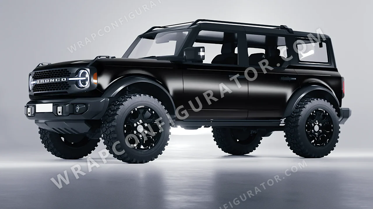Black Ford Bronco 2024 wrapped in KPMF Perfect Black K75530