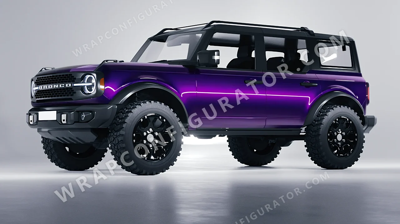Black Ford Bronco 2024 wrapped in KPMF Purple Black Iridescent K75465