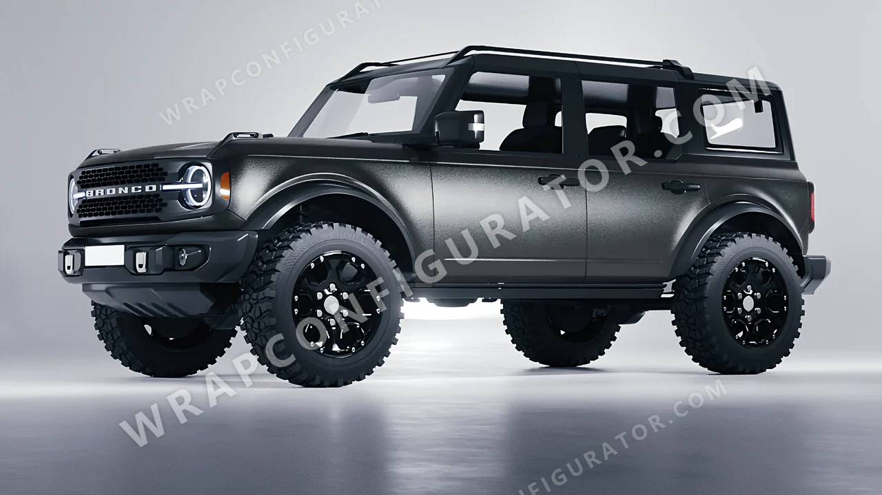 Black Ford Bronco 2024 wrapped in ORACAL Graphite 970RA-932M