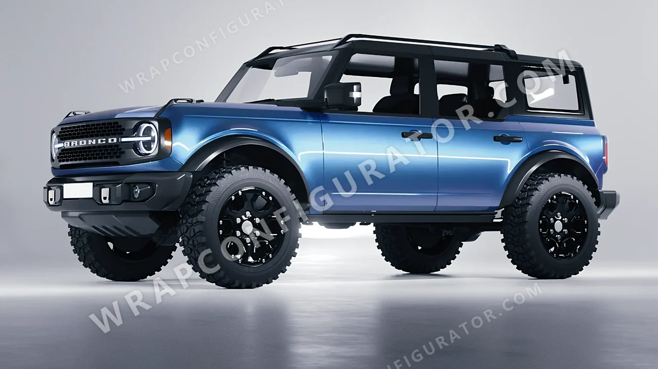 Black Ford Bronco 2024 wrapped in ORACAL Jetstream Blue 970RA-963G