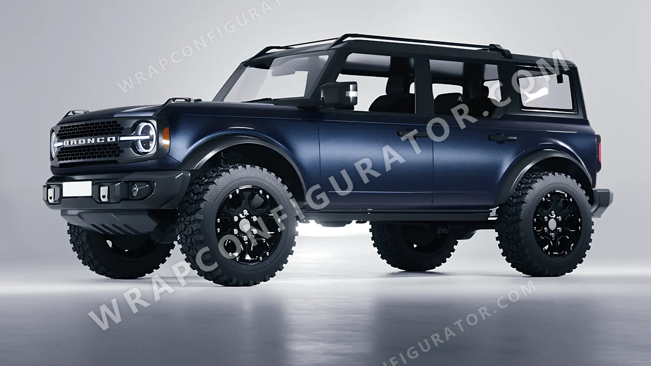 Black Ford Bronco 2024 wrapped in ORACAL Moonlight 970RA-190M