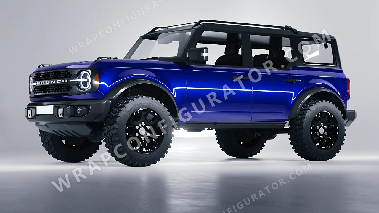 Blue Ford Bronco 2024 wrapped in Avery Dennison Blue SF100-256-S