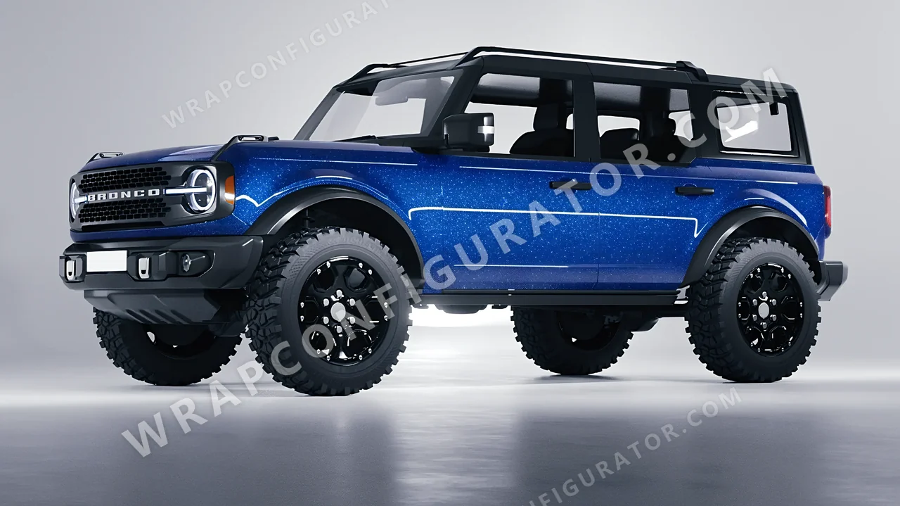 Blue Ford Bronco 2024 wrapped in Avery Dennison Blue SW900-676-D